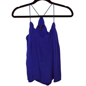 J Crew Spaghetti Strap Top Scalloped Neckline Royal Blue
